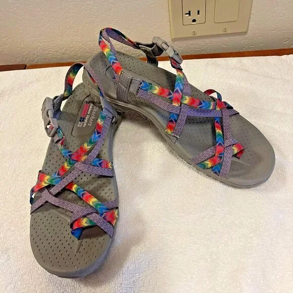 Skechers Women's Reggae Bright Direction Rainbow Sport Sandal Shoe Size 7 - Picture 10 of 10